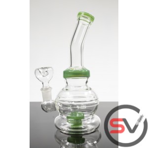 CURVED NECK ROUND BASE GLASS WATER PIPE 8inch